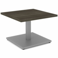 HDL Innovations 23-3/4" Square Coffee Table with Square Metal Base, Grey Dusk/Silver - Band Edge - Material: Laminate - Finish: Gray Dusk, Silver, Laminate - Gray Dusk Table Top - Durable - For Coffee