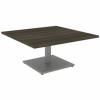 HDL Innovations 35-1/2" Square Coffee Table with Square Metal Base, Grey Dusk/Silver - Band Edge - Material: Laminate - Finish: Gray Dusk, Silver, Laminate - Gray Dusk Table Top - Durable - For Coffee