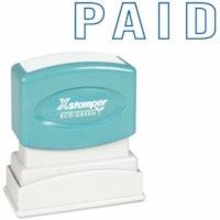 Sterling Xstamper Stock Stamp - PAID-Blue - "PAID" - 0.50" (12.70 mm) Impression Width x 1.63" (41.28 mm) Impression Length - 50000 Impression(s) - Blue - Plastic - Rectangle - Recycled