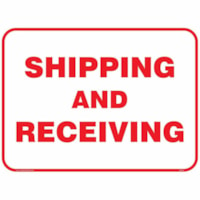 Safety Media Shipping and Receiving Sign - "Shipping and Receiving" Print/Message - 24" (609.60 mm) Width x 18" (457.20 mm) Height - Rectangular Shape - Red Print/Message Color - Single Sided, Durable, Pre-printed, Anti-reflective - Sign - Aluminum - 1 / Unit