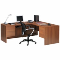 Global Genoa Corner Desk - File Drawer(s) - Material: Thermofused Laminate (TFL) - Finish: Avant Honey - Durable - For File