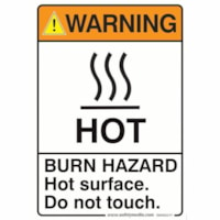 Safety Media Safety Warning Sticker, Burn Hazard Warning, 7" x 10" - "Warning Burn Hazard Hot Surface Do Not Touch" Print/Message - 7" (177.80 mm) Width x 10" (254 mm) Height - Rectangular Shape - Assorted Print/Message Color - Durable, Single Sided, Fade Resistant, Pre-printed, Anti-reflective, Adh