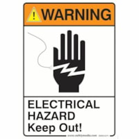 Safety Media Safety Warning Sign, Electrical Hazard Warning, 7" x 10" - "Warning; Electrical Hazard Keep Out" Print/Message - 7" (177.80 mm) Width x 10" (254 mm) Height - Rectangular Shape - Assorted Print/Message Color - Durable, Single Sided, Fade Resistant, Pre-printed, Anti-reflective - Safety, 