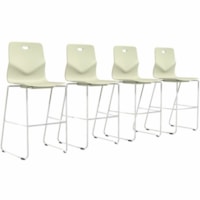 HDL Chair - Dove White Polypropylene Seat - Dove White Polyethylene, Plastic Back - Dove White Steel Frame - Mid Back - Sled Base - Dove, White - 4.0