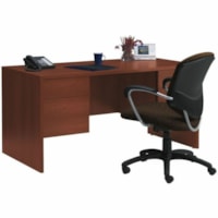 Global Genoa 60" Double-Pedestal Desk, Avant Honey - x 60" (1524 mm) x 29.6" (751.84 mm) x 29" (736.60 mm) - 4 Drawer(s) - Double Pedestal - Material: Laminate - Finish: Avant Honey - Lockable Drawer - For Computer