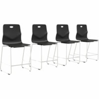 HDL Chair - Black Polypropylene Seat - Black Polyethylene, Plastic Back - Black Steel Frame - Mid Back - Sled Base - Black - 4.0