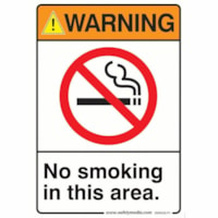 Safety Media Safety Warning Sign, No Smoking Warning, 7" x 10" - Print/Message "Warning No Smoking in this Area" - 7" (177.80 mm) Width x 10" (254 mm) Height - Rectangular Shape - Assorted Print/Message Color - Durable, Single Sided, Fade Resistant, Pre-printed, Anti-reflective - Safety, Sign - Plas