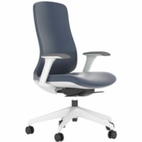 HDL Zeus Mid-Back Chair - Dark Blue Polyurethane Seat - Dark Blue Polyurethane Back - Gray Aluminum, Nylon Frame - Mid Back - 5-star Base - Armrest - 1 / Unit