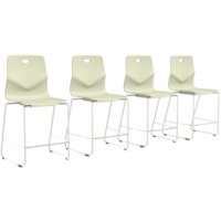 HDL Chair - Dove White Polypropylene Seat - Dove White Polyethylene, Plastic Back - Dove White Steel Frame - Mid Back - Sled Base - Dove, White - 4.0