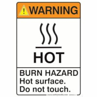 Safety Media Safety Warning Sign, Burn Hazard Warning, 7" x 10" - Print/Message "Warning Burn Hazard Hot Surface Do Not Touch" - 7" (177.80 mm) Width x 10" (254 mm) Height - Rectangular Shape - Assorted Print/Message Color - Durable, Single Sided, Fade Resistant, Pre-printed, Anti-reflective - Safet