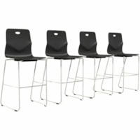 HDL Chair - Black Polypropylene Seat - Black Polyethylene, Plastic Back - Black Steel Frame - Mid Back - Sled Base - Black - 4.0