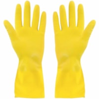 Gants de travail Globe - épaisseur de gant 14 mil (0,36 mm) - Produit chimique, Liquide Protection - X-Large Taille - Caoutchouc - Jaune - Service intermédiaire, Réutilisable, Flock-lined, Confortable, Résistant aux produits chimiques, Étanche aux liquides, Grip antid&eac