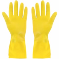 Gants de travail Globe - épaisseur de gant 14 mil (0,36 mm) - Produit chimique, Liquide Protection - Moyenne Taille - Caoutchouc - Jaune - Service intermédiaire, Réutilisable, Flock-lined, Confortable, Résistant aux produits chimiques, Étanche aux liquides, Grip antid&eac