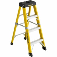 Featherlite 6402 2' Extra-Heavy Duty Fiberglass Stepladder - 136.08 kg Load Capacity - Type IA - Yellow