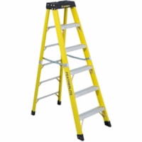 Featherlite 6406 6' Extra-Heavy Duty Fiberglass Stepladder - 136.08 kg Load Capacity - Type IA - Yellow