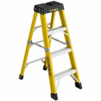 Featherlite 6404 4' Extra-Heavy Duty Fiberglass Stepladder - 136.08 kg Load Capacity - Type IA - Yellow