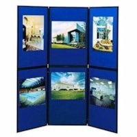 Quartet Floor Display System - 72" (1828.80 mm) Board Height x 72" (1828.80 mm) Board Width - Gray Fabric, Blue Surface - Tackable, Durable, Lightweight, Dual Sided - 2 - 1 / Unit