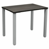 HDL Innovations Table Desk with 2" Silver Offset Legs, Grey Dusk, 36" x 24" x 29" - Band Edge - Material: Laminate, Metal - Finish: Gray Dusk, Silver - For Commercial