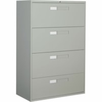 Global 30"W 4 Drawer Lateral File (9330-4F1H) - 30" Width x 18" Depth x 54" Height - 4 x Drawer(s) for File - Letter, Legal - Lateral - Hanging Bar, Interlocking, Welded, Durable, Leveling Glide, Storage Drawer, Lockable, Reinforced - Gray - Steel