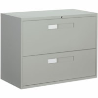 Global 30"W 2 Drawer Lateral File (9330-2F1H) - 30" Width x 18" Depth x 27.1" Height - 2 x Drawer(s) for File - Letter, A4, Legal - Lateral - Removable Lock, Anti-tip Locking, Leveling Glide, Ball-bearing Suspension, Recessed Handle, Interlocking - Gray