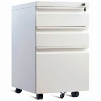 TygerClaw "LCD84120CB" 3-Drawer Wheeled Mobile File Cabinet with Lock - 3 x Drawer(s) for File - Legal, Letter - 154 lb (69853.22498 g) Load Capacity - Wheels, Mobility, Compact, Sturdy, Scratch Resistant, Rust Resistant, Key Lock, Locking Mechanism, Lockable, Rubber Feet - White - Powder Coated - P