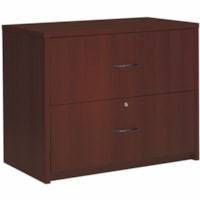 Global Genoa 2-Drawer Lateral File, Mahogany, 36"W x 20"D x 29"H - x 36" (914.40 mm) x 20" (508 mm) x 29" (736.60 mm) - 2 x File Drawer(s) - Material: Thermofused Laminate (TFL) - Finish: Mahogany - Durable, Lockable - For File