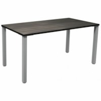 HDL Innovations 59-1/4" Table Desk with 2" Silver Offset Legs, Grey Dusk - 59.3" x 29.5" x 29" - Band Edge - Material: Laminate, Metal - Finish: Laminate - Laminate, Gray Dusk Table Top - Edge Banding, Leveler - For Commercial, Home Office, Dorm Room, Business, Office, Computer