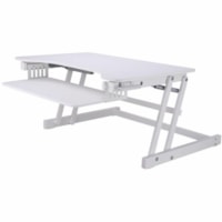 Rocelco Adjustable Desk Riser, White, 32" x 20-3/5" x 4-3/4" to 16 3/4" - 30 lb (13607.77 g) Load Capacity - 16.70" (424.18 mm) Height x 32" (812.80 mm) Width x 20.60" (523.24 mm) Depth - Tabletop, Desktop - Laminate, Metal - White - For Workstation, Commercial, Monitor, Notebook - Ergonomic, Adjust