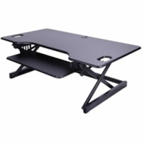 Rocelco 46" Large Height-Adjustable Standing Desk Riser, Black - 45 lb (20411.66 g) Load Capacity - 46" (1168.40 mm) Width x 23.60" (599.44 mm) Depth - Desk - Matte - Steel, Laminate, Medium Density Fiberboard (MDF), Metal - Black - For Multipurpose, Computer, Monitor, Notebook, Commercial - Keyboar