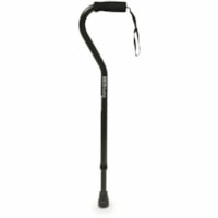 BIOS Medical Offset Cane - 300 lb (136077.71 g) Load Capacity - Lightweight, Convenient Cane Strap, Ergonomic Handle, Comfortable, Adjustable Height - Black - Aluminum, Rubber