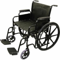 BIOS Living Bariatric Wheelchair with Steel Folding Frame, 22" - 400 lb (181436.95 g) Load Capacity - Foldable, Removable Arm, Footrest - Black - Steel