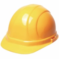 ERB Omega II Safety Cap - Polyethylene, Nylon - Yellow - Ratchet, Low Profile, Washable, Removable, Moulded Face - 1 / Unit