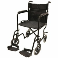 BIOS Medical Transport Chair - 300 lb (136077.71 g) Load Capacity - 8" (203.20 mm) Wheel - 20" (508 mm) Seat - Seat Belt, Leg Strap, Detachable/Foldable Footrest, Padded Armrest, Foldable, Durable, Stain Resistant - Black, Silver - Aluminum