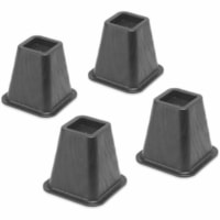 BIOS Living 6" Square Bed Riser, 4/PK - 440 lb (199580.6428 g) Weight Capacity - Black - 4 / Pack