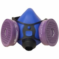 Dentec Comfort-Air Series 100 P100 Half Mask Respirator, Blue, Large - Large Size - Blue, Purple - Comfortable, Low Profile, Exhalation Valve - 1 / Unit