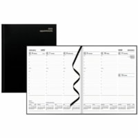 Letts Principal Appointment Book/Planner - Weekly - 12 Month - January 2025 - December 2025 - 8:00 AM to 8:00 PM - Hourly, Monday - Friday - 1 Week Double Page Layout - 8 1/4" x 10 1/4" Sheet Size - Perfect - Black - Appointment Schedule, Lined, Reminder Section, Notes Section, Printed, Yearly Calen