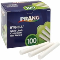 Prang Hygieia Chalk Stick - White - For Chalkboard - Non-toxic, Dust-free, Smooth Writing, Scratch-free - 100 / Pack