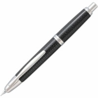 Pilot Vanishing Point Retractable Fountain Pen, Black Carbonesque/Rhodium, Medium Tip - Medium Pen Point - Refillable - Retractable - Blue Ink - Liquid - Silver Metal, Black, Black Carbonesque Barrel - 1 / Unit