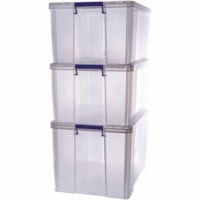 Boîte d'entreposage (boîte) pour Bureau, Home, Garage Bankers Box - Couvercle, Loquet Fermenture - Empilable - Plastique, Polypropylène - clair - Pour Bureau, Home, Garage - 3 / emballage