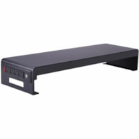 Rocelco Dual Monitor Stand AC-USB - Up to 30" (762 mm) Screen Support - 2 Devices Supported - 4.70" (119.38 mm) Height x 30" (762 mm) Width x 9" (228.60 mm) Depth - Desk - Black - For Monitor - USB Charging Port, Electrical Outlet, Cable Management, Cord Management