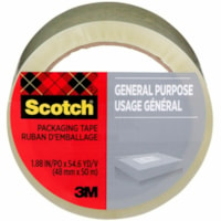 Ruban d'emballage Scotch - longueur de 54,6 vg (49,9 m) x largeur de 1,88 po (47,8 mm) - clair - Pour Packaging, Expédition, Home, Bureau, Usage général - 1 / Unité