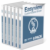 Davis EasyView Ring Binder - 5/8" Binder Capacity - Letter - 8 1/2" x 11" Sheet Size - 100 Sheet Capacity - 0.63" (15.88 mm) Ring - Fastener(s): 3 x Round Ring - Pocket(s): 2, Inside Front, Inside Back - Polypropylene - White - Recycled - Durable, Spine, Ink-transfer Resistant, Clear Overlay, Lay Fl