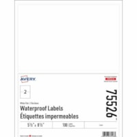 Avery Rectangle Waterproof Labels - Waterproof - 5 1/2" (139.70 mm) Width x 8 1/2" (215.90 mm) Length - Permanent Adhesive - Rectangle - Laser - White - Film - 2 / Sheet - 100 Total Label(s) - Water Resistant - Tear Resistant, Scuff Resistant, Durable, Smudge Resistant - 100 / Pack