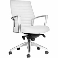 Global Accord Mid-Back Knee-Tilter Chair, White Urban Fabric - Mesh Seat - Black Mesh, Metal Back - Chrome Frame - Mid Back - Fabric - Armrest