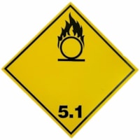 SPC Oxidizer Label, 4" x 4" , Hazard Class 5.1, Black on Yellow, 500 labels/Pack - "OXIDIZER 5.1" - 4" Width x 4" Length - High Gloss - Yellow - Paper - 500 Total Label(s) - Preprinted, Non-worded, Coated Paper - 500 / Pack