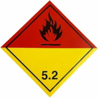 SPC Warning Label - "ORGANIC PEROXIDE 5.2" - 4" Width x 4" Length - High Gloss - Red, Yellow - Paper - 500 Total Label(s) - Preprinted, Non-worded, Coated Paper - 500 / Pack