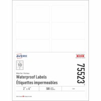 Avery Rectangle Waterproof Labels With Sure Feed Technology - Waterproof - 2" (50.80 mm) Width x 4" (101.60 mm) Length - Permanent Adhesive - Rectangle - Laser - White - Film - 10 / Sheet - 500 Total Label(s) - Water Resistant - Tear Resistant, Scuff Resistant, Durable, Smudge Resistant - 500 / Pack