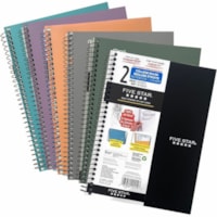 Five Star Notebook - 2 Subject(s) - 80 Sheets - Spiral Bound - College Ruled Front Ruling - 9 1/2" (241.30 mm) x 6" (152.40 mm) Sheet Size - Assorted Poly, Black, Green, Gray, Teal, Purple, Orange Cover - Heavyweight Sheet, Durable Cover, Heavy Duty, Perforated, Pocket Divider, Reinforced, Storage P