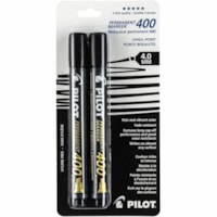 Pilot Permanent Marker - Broad Chisel Marker Point - Black Ink - Black Barrel - 2 / Pack