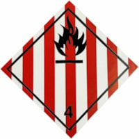 SPC Warning Label - "FLAMMABLE SOLID" - 4" Width x 4" Length - High Gloss - White, Red - Paper - 500 Total Label(s) - Preprinted, Non-worded, Coated Paper - 500 / Pack